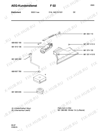 Взрыв-схема плиты (духовки) Aeg 5532V-W - Схема узла Section2